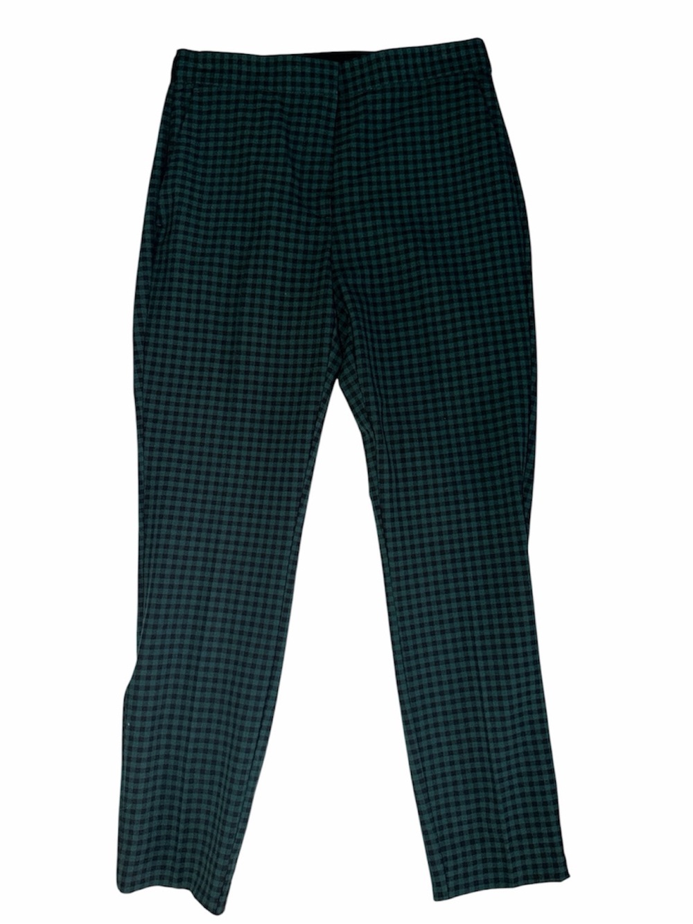 Zara Green & Black Gingham Check Slim Ankle Pants Size S